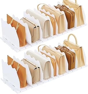 Shelf Divider for Closet, 2 Pack Adjustable Purse Organizers Handbag Separators Storage Organizer Bookshelf Separator Dividers in Bedroom Office Kitchen Bathroom, White