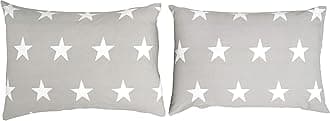 Bloomsbury Mill - Kids Pillow Cases 2 Pack - Grey and White Stars - Reversible Pillow Covers for Boys & Girls Duvet Cover Sets or Kids Travel Pillow - Pair of Childrens Pillowcases (Extra) - 50x75cm