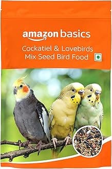 Amazon Basics Mix Seed Bird Food for Cockatiel & Lovebirds | Contains Canary & Sunflower Seeds | Bird Food for All Life Stages | Natural & Healthy Seeds (1 kg)