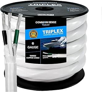 6 Gauge 3 Conductor Marine Wire - 2x50 ft Triplex Round Marine Grade Wire Tinned Copper Oxygen-Free Insulated - 6/3 AWG UL 1426 Standard PVC Wire for Boat, Automotive, Speakers, Camper & Trailers