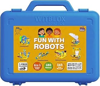 - WitBlox Fun with Robots 6in1 Moving Robot Plug Fit Modular Electronics Circuits for Motors & Machines STEM Experiments Birthday Robotics Kits Gift Toys for Boys, Girls & Kids Age 8 9 10 11 12